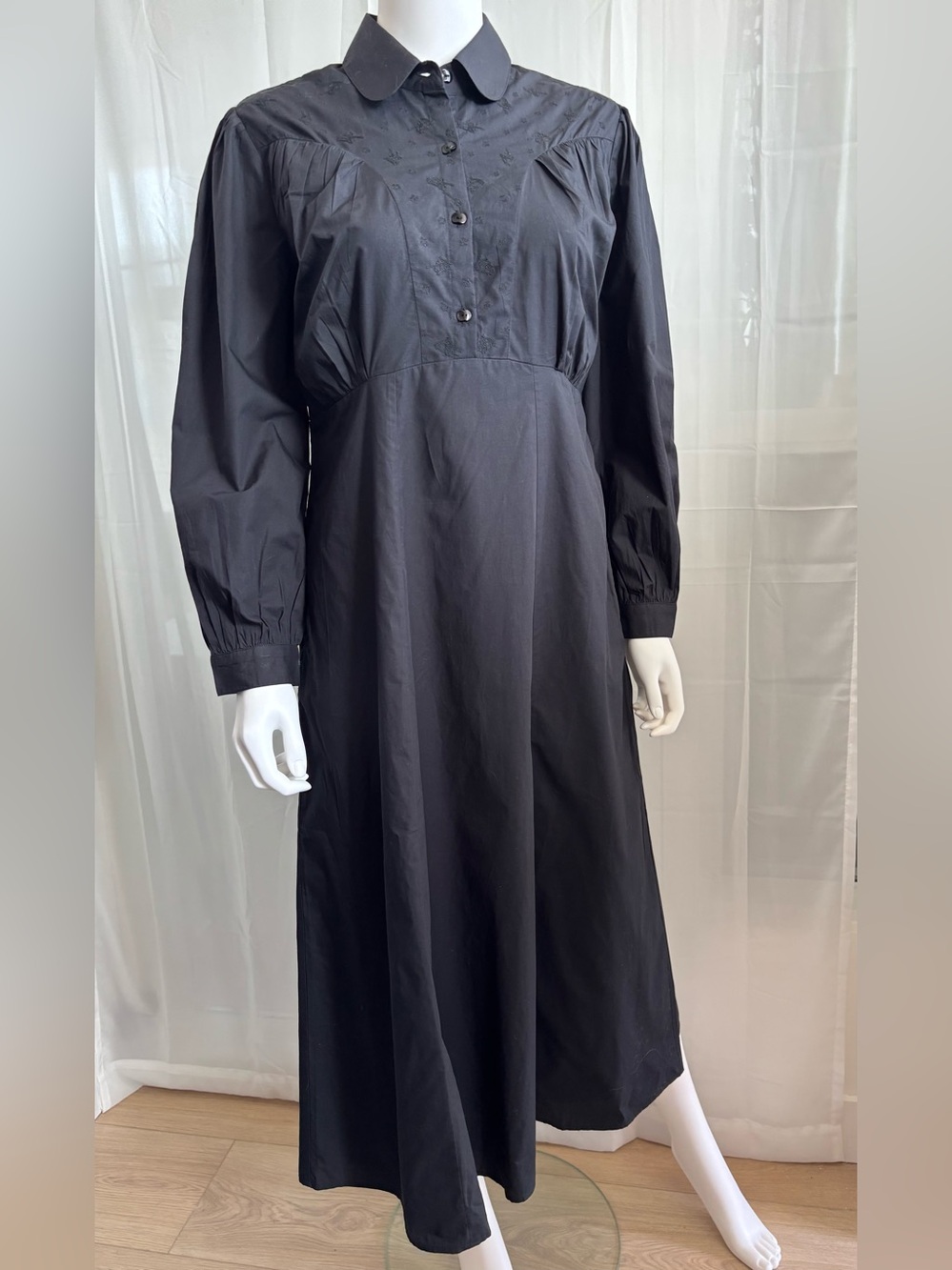 State of Undress Shirley Cotton Poplin Maxi Dress Black S